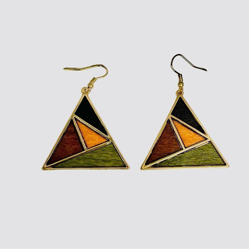 ‎NATURAL WOOD BOHEMIAN DANGLE EARRINGS